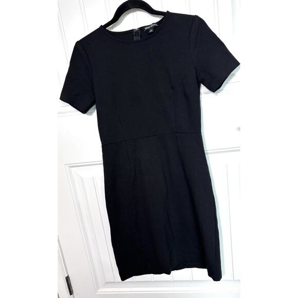 Mercantile By J Crew Black Sheath Dress Sz 4 Knee Minimalist Goth Clean Girl - Picture 1 of 4